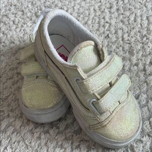 Vans Glittery iridescent Cream Kids toddler Sneakers sz 7